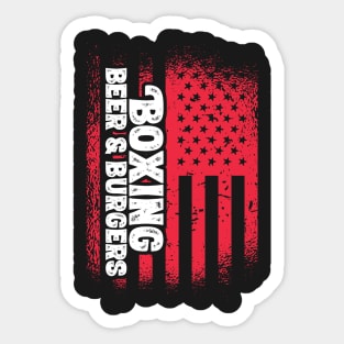 Boxing Beer And Burgers - US Flag product Sticker